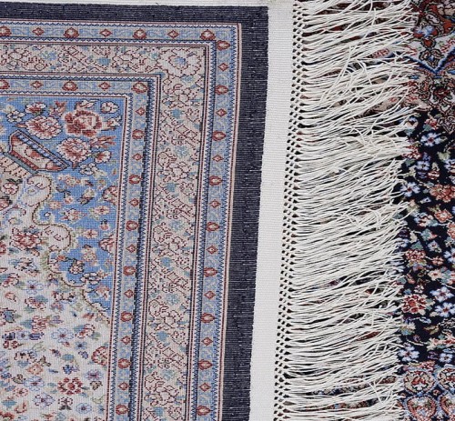 Frędzle i spód dywanu ekskluzywnego Anatolian Silk 32510 blue