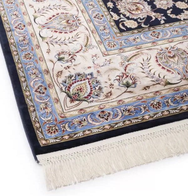 Frędzle i brzeg dywanu ekskluzywnego Anatolian Silk 66524 blue
