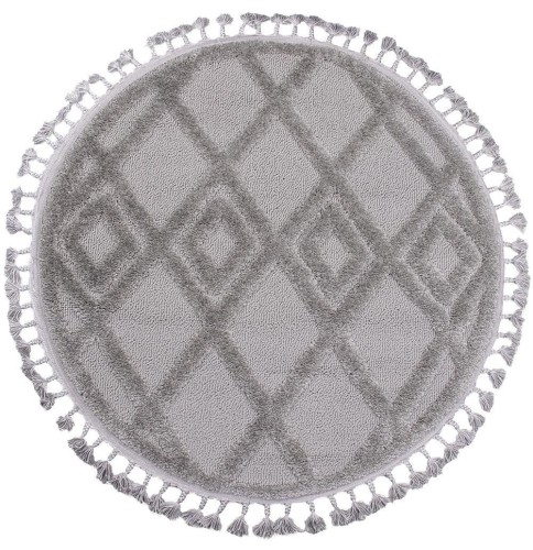 Dywan boho okrągły Berber 6843 szary