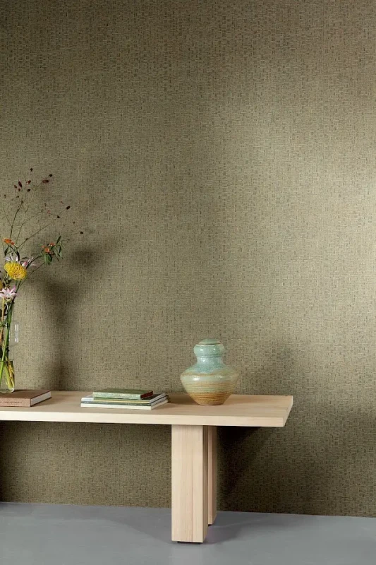 Tapeta oliwkowa do salonu Khroma Romance Tonnet Olive ROM302.webp