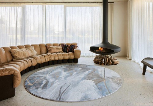 Dywan okrągły Ragolle Argentum 63529-2626 w salonie