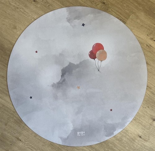 Mata podłogowa dla dzieci okrągła Prime Baloon Dream na dębowej podłodze
