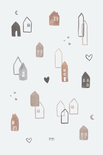 Mata podłogowa dla dzieci Scandi Town Big w skandynawskie domki