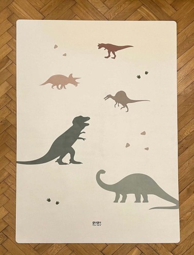 Mata podłogowa dla dzieci Dino World Big z dinozaurami na dębowej podłodze