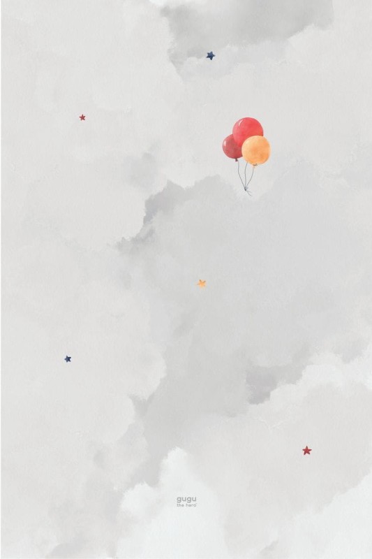 Mata podłogowa dla dzieci Prime Baloon Dream Big szara z trzema kolorowymi balonami