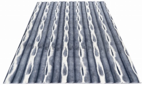 Rzut ukośny niebieskiego dywanu pluszowego Obsession Waves WAV305