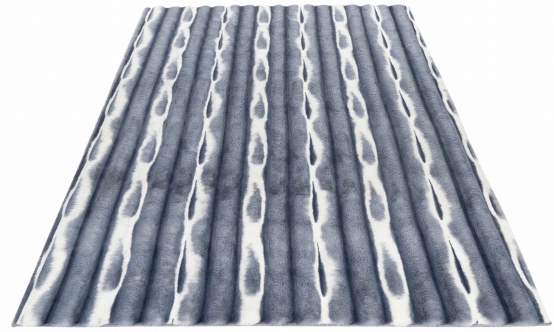 Rzut ukośny niebieskiego dywanu pluszowego Obsession Waves WAV305