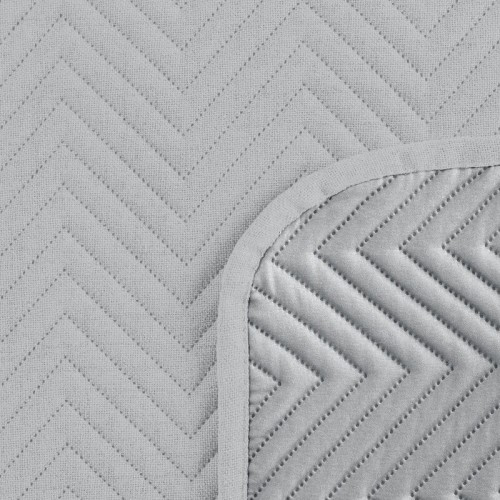 Narzuta na łóżko Len 3 srebrna 220x240 cm obszycie i spód