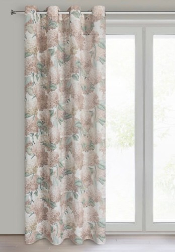 Zasłona hortensje 140x250 cm przelotki Demi naturalny