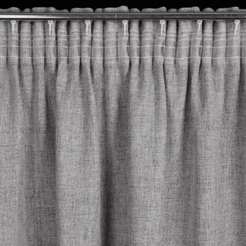 Zasłona srebrna 140x270 cm na taśmie Jula 2 zawieszona na karniszu szynowym