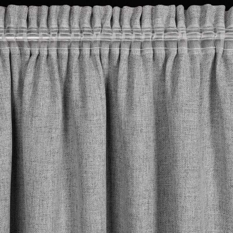 Zasłona srebrna 140x270 cm na taśmie Jula 2 nasunięta na karnisz