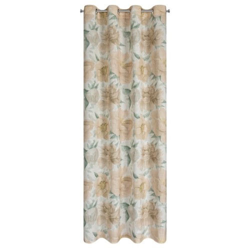Zasłona wzór kwiatowy 140x250 cm przelotki Karla naturalny