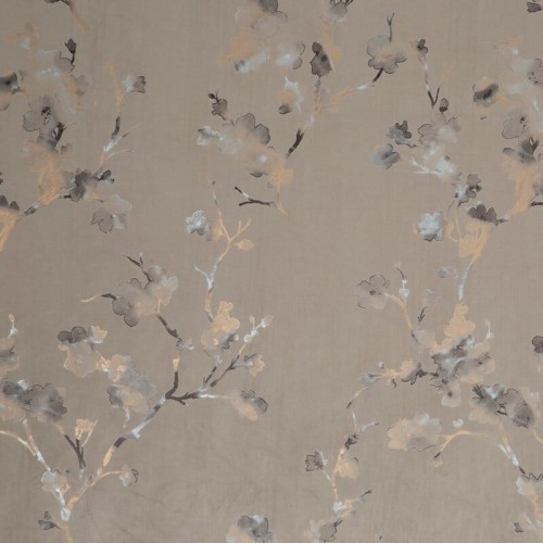 Zasłona welurowa 140x270 cm na taśmie Selena beżowa wzór kwiatowy