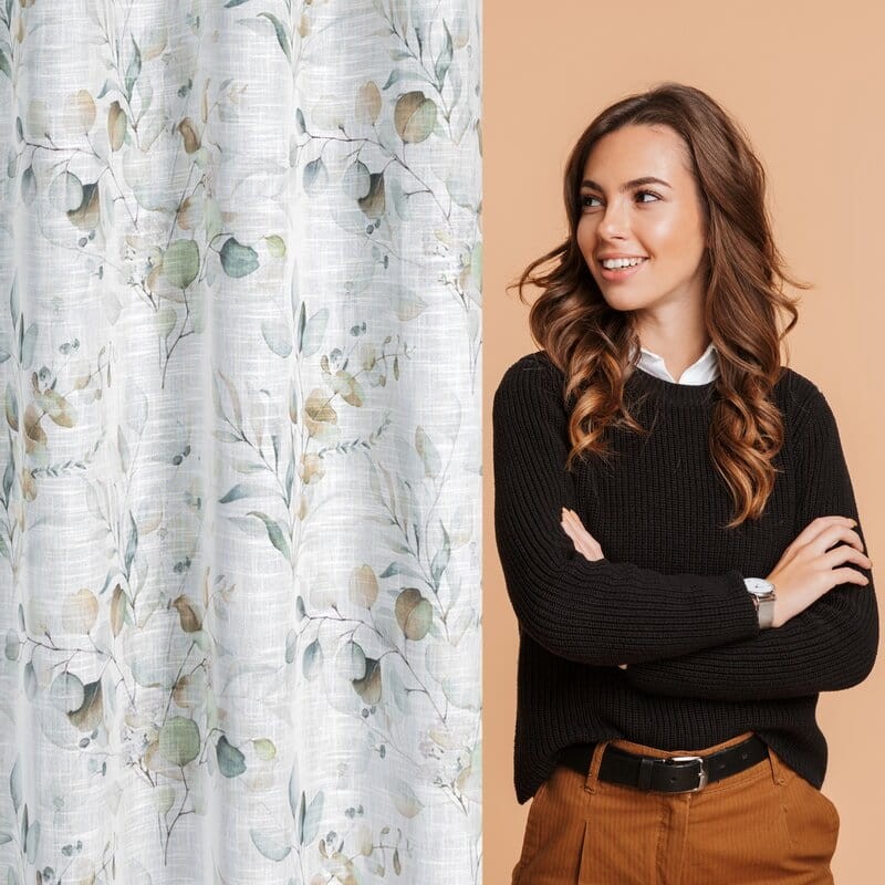 Zasłona styl romantyczny 140x250 cm przelotki Sena biało-pastelowa