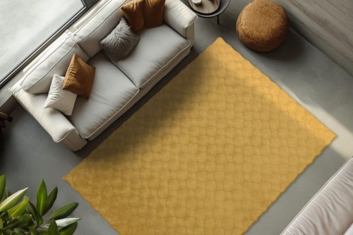 Dywan pluszowy Obsession Diamond Cut DMC 800 miód w salonie