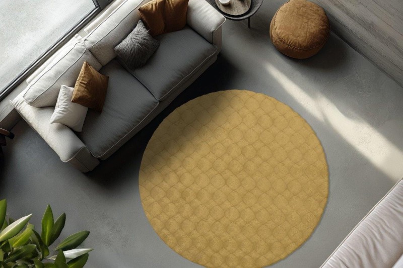 Dywan okrągły pluszowy Obsession Diamond Cut DMC 800 w salonie