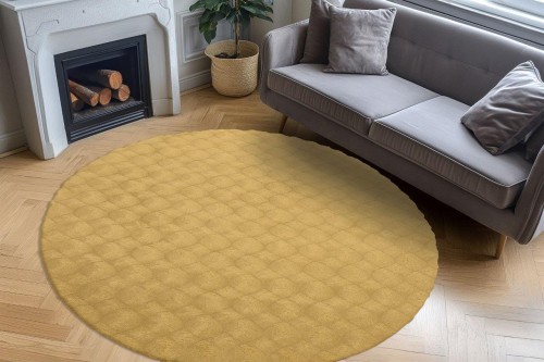 Dywan okrągły pluszowy Obsession Diamond Cut DMC 800 na podłodze