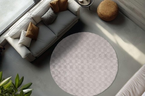 Dywan okrągły pluszowy Obsession Diamond Cut DMC 800 szary w pokoju