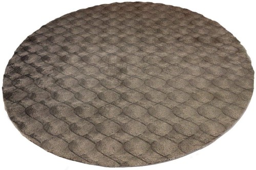 Rzut ukośny okrągłego szarego dywanu pluszowego Obsession Diamond Cut DMC 800