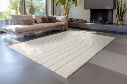 Dywan pluszowy 3d Obsession Zen Deluxe ZDL700 kremowy w salonie