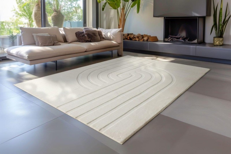 Dywan pluszowy 3d Obsession Zen Deluxe ZDL700 kremowy w salonie