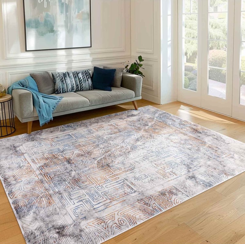 Dywan Relato geometryczny wielokolorowy w salonie