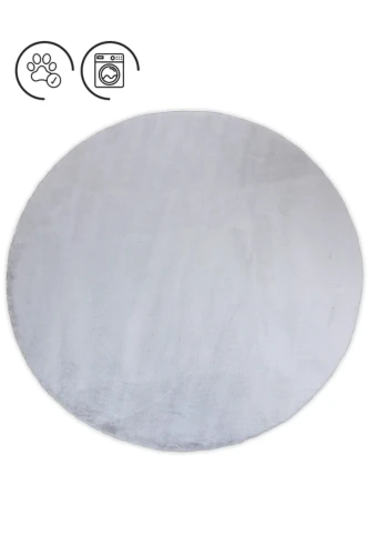 Dywan okrągły pluszowy Bellarossa Rabbit kolor jasny szary