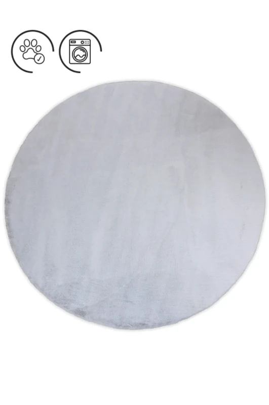 Dywan okrągły pluszowy Bellarossa Rabbit kolor jasny szary