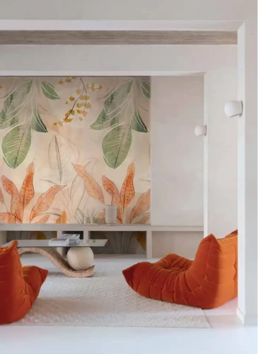Tapeta mural roślinny w salonie Grandeco Orom 2 A60701.webp
