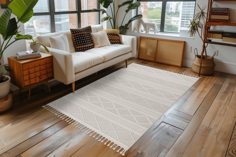 Dywan boho Ligne Lalee Tunis TUN 401 ivory w salonie