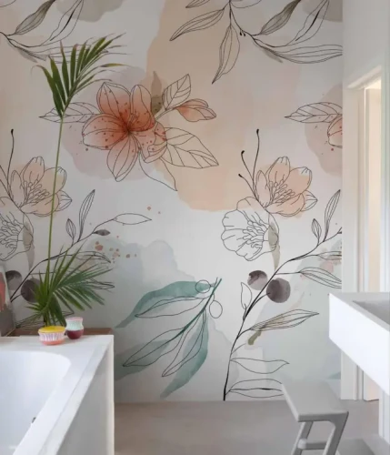 Tapeta mural kwiaty do łazienki A72701 Grandeco Orom 2.webp