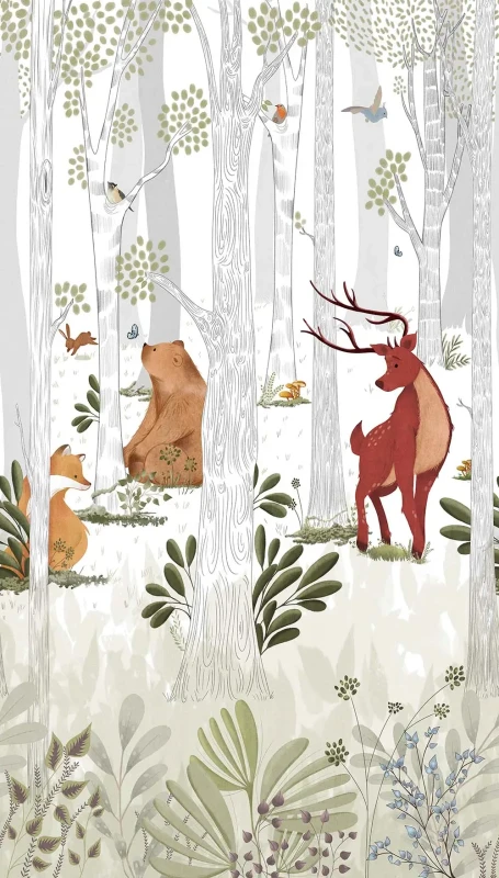 Tapeta leśne zwierzęta mural dla dzieci Grandeco Orom 2 A73301.webp