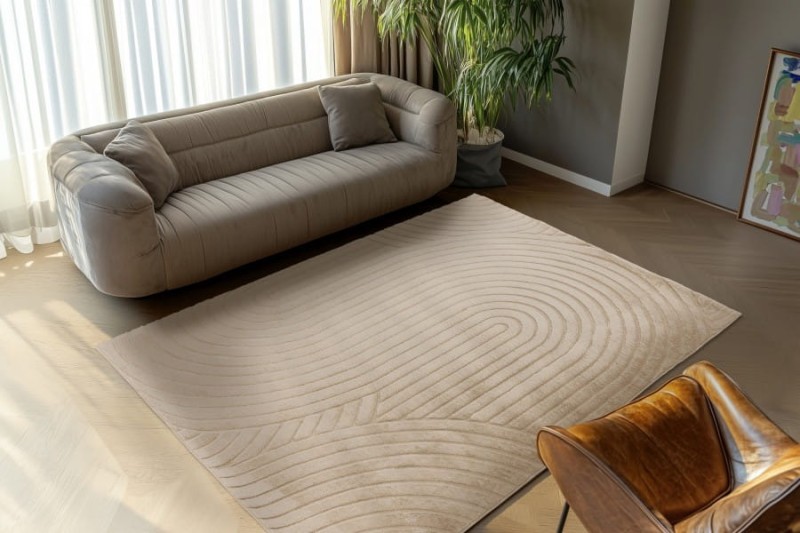 Dywan 3d Lalee Hides Comfort CMF 501 beżowy w salonie