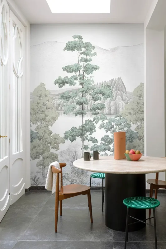 Jadalnia z tapetą mural Grandeco Orom 2 A73701