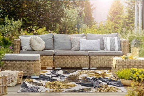 Dywan-zewnętrzny-Boho-Cappucino-Liście-złoty-dywanywitek-pl-2