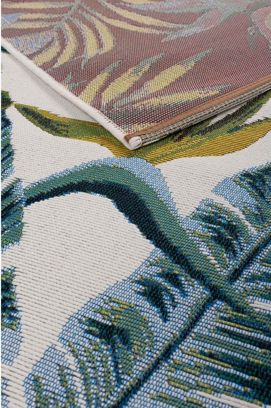 Dywan-zewnętrzny-Boho-Cappucino-liście-turkus-dywanywitek-pl-6