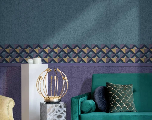 Pasek border dekoracyjny na ścianę Arche 39097 Cristiana Masi w salonie.webp