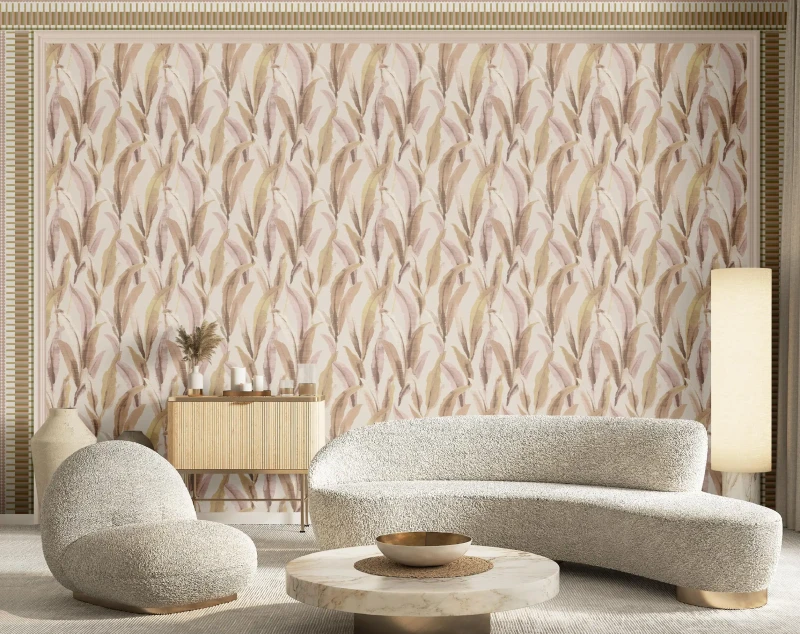Tapeta wzór liści Arche 39008 Cristiana Masi w salonie.webp