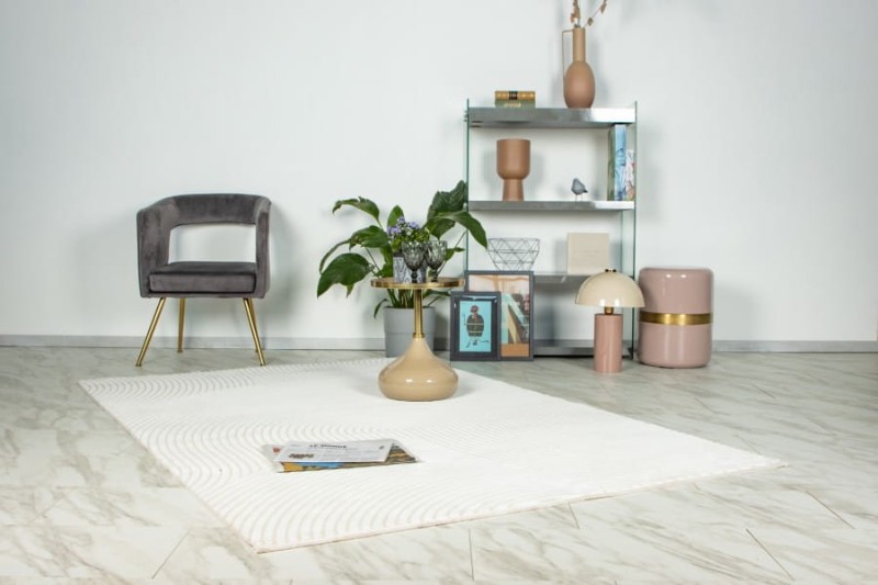 Kremowy dywan nowoczesny Lalee Home Elif ELI 402 w salonie