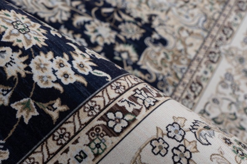 Runo niebieskiego dywanu tradycyjnego Lalee Home Dunya DUN 101