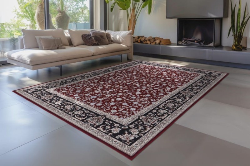 Czerwony dywan tradycyjny Lalee Home Dunya DUN 102 w salonie