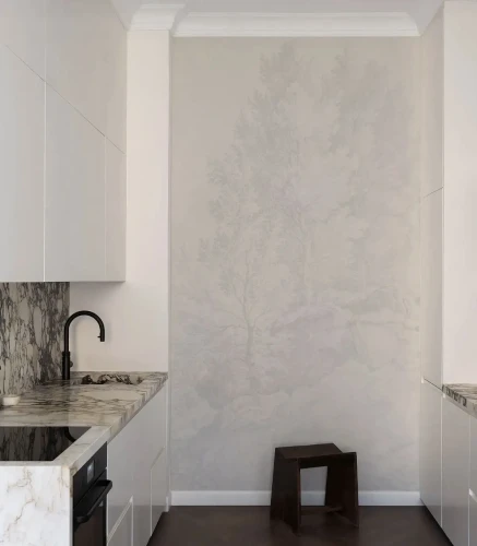 Tapeta jasna do kuchni Whispering Trees blue.webp