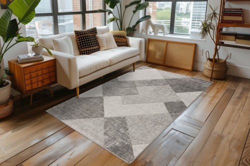 Szary dywan nowoczesny Lalee Home Trendy Carving TRC 405 w salonie