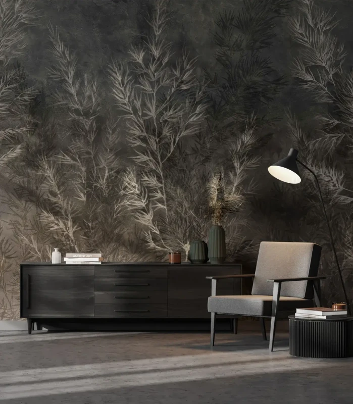 Tapeta ciemna do salonu Dry Grass Wallcolors.webp