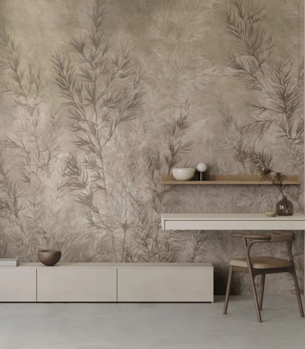 Tapeta wzór roślinny w salonie Dry Grass Beige.webp