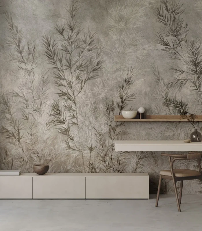 Tapeta suche trawy Dry Grass Grey w salonie .webp