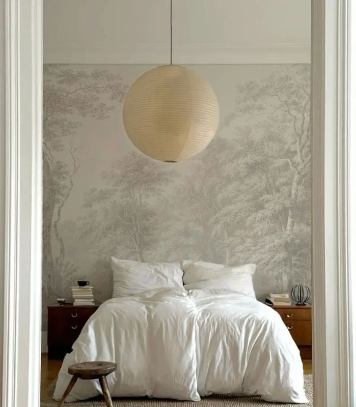 Tapeta beżowa do sypialni Watercolor Grove Beige.webp