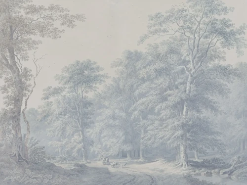 Wizualizacja muralu Watercolor Grove Blue.webp