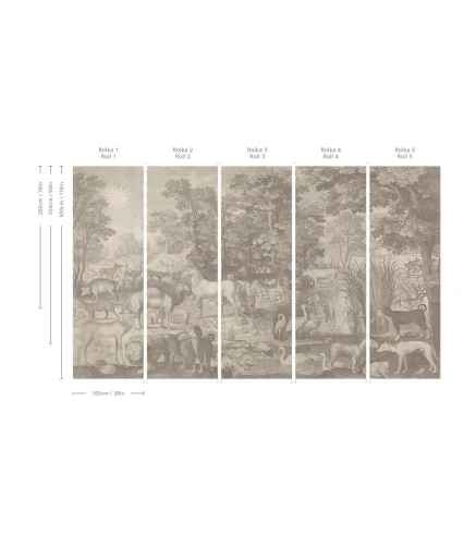 Wymiary tapety muralu Fauna Fresco Beige.webp