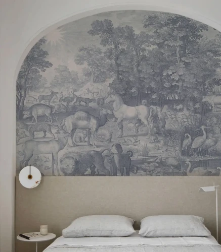 Tapeta za łóżko Fauna Fresco Blue.webp